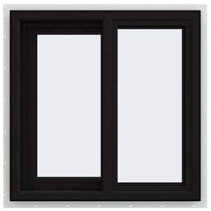 24 in. x 24 in. V-4500 Series Black Exterior/White Interior FiniShield Vinyl Left-Handed Sliding Window with Mesh Screen