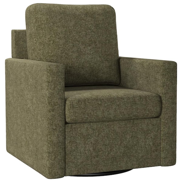 Bestier 28.74 in. Wide Green Chenille Swivel Arm Chair with Backrest 360° Accent Chair with Tufted Cushion Barrel Chair