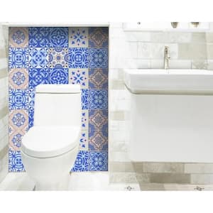 Amelia Blue 4 in. x 4 in. Vinyl Peel and Stick Tile (2.67 sq. ft./Pack)