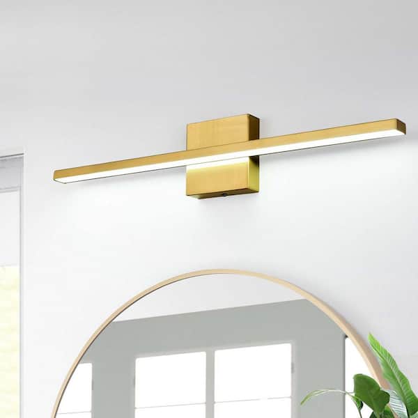 GoYeel 24.02 in. 1-Light Gold Modern/Contemporary Bathroom Mirror LED Vanity Light Bar