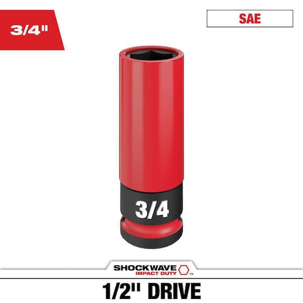 Milwaukee SHOCKWAVE 1/2 in. Drive 3/4 in, Lug Nut Impact Socket (1-Pack)