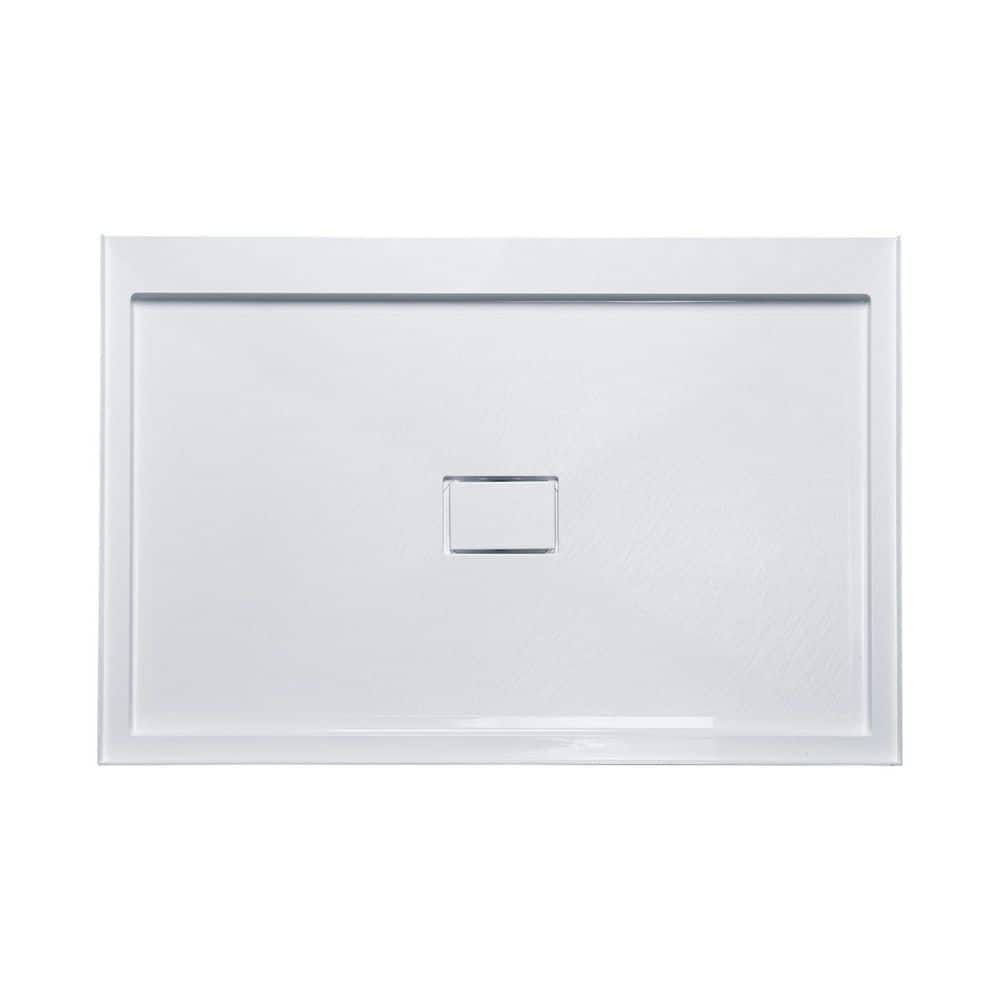 60 in. L x 34 in. W Alcove Shower Pan Base with Brushed Nickel Center Drain in White price history on PriceWatchPro