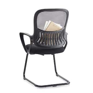 Mesh Back Ergonomic Computer Office Chair No Wheels in Black with Lumbar Support