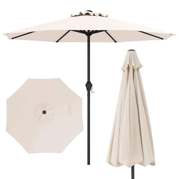 8.5 ft. Patio Umbrella Outdoor Table Umbrella w/ Crank Handle 8 Ribs in Beige