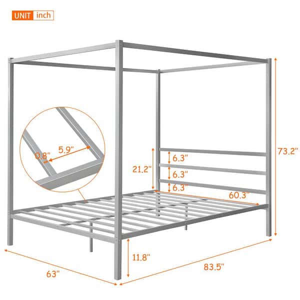Boyel Living Silver Metal Framed Queen, Queen Size Platform Bed Frame No Box Spring Required