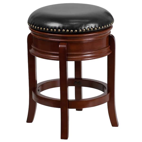 Flash Furniture 25 in. Light Cherry and Black Swivel Cushioned Bar Stool