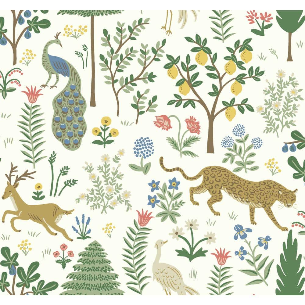 White and Brown Non-Woven Forest Scene Wallpaper