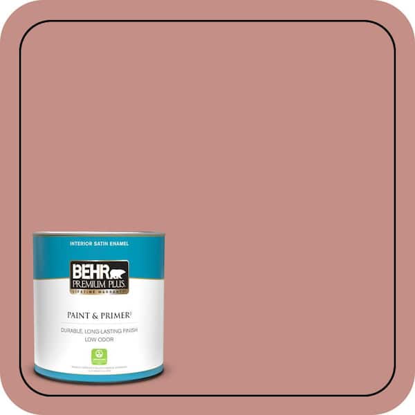 BEHR PREMIUM PLUS 1 qt. #S160-4 Portuguese Dawn Satin Enamel Low Odor Interior Paint & Primer