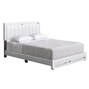 Beaumont Upholstered Faux Leather Platform Bed, Full, White