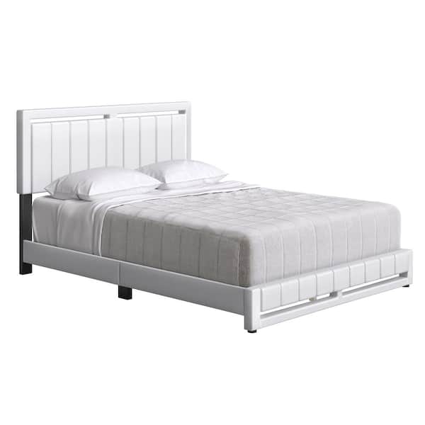 Boyd Sleep Beaumont Upholstered Faux Leather Platform Bed, Full, White