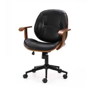 Faux Leather Gaslift Adjustable Swivel Office Chair in Black