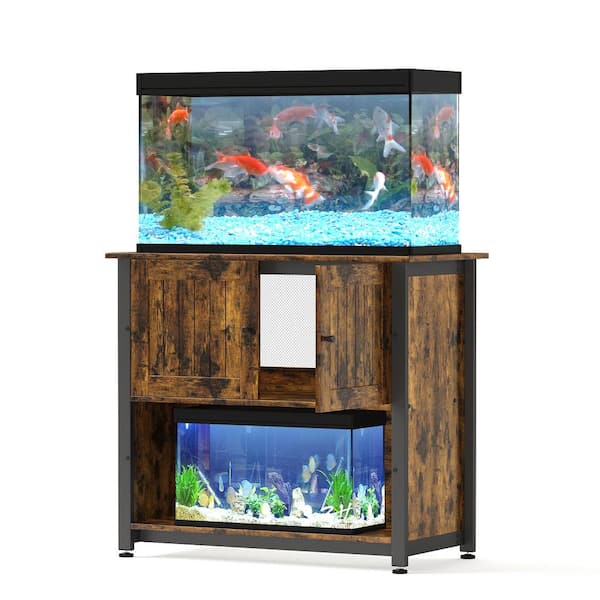 Brown Metal Aquarium Stand Fish Tank Stand Cabinet Fish Tank Accessories  Storage Suitable for 40-50 Gal. Turtle Tank Yeaa-ccjnc3 - The Home Depot