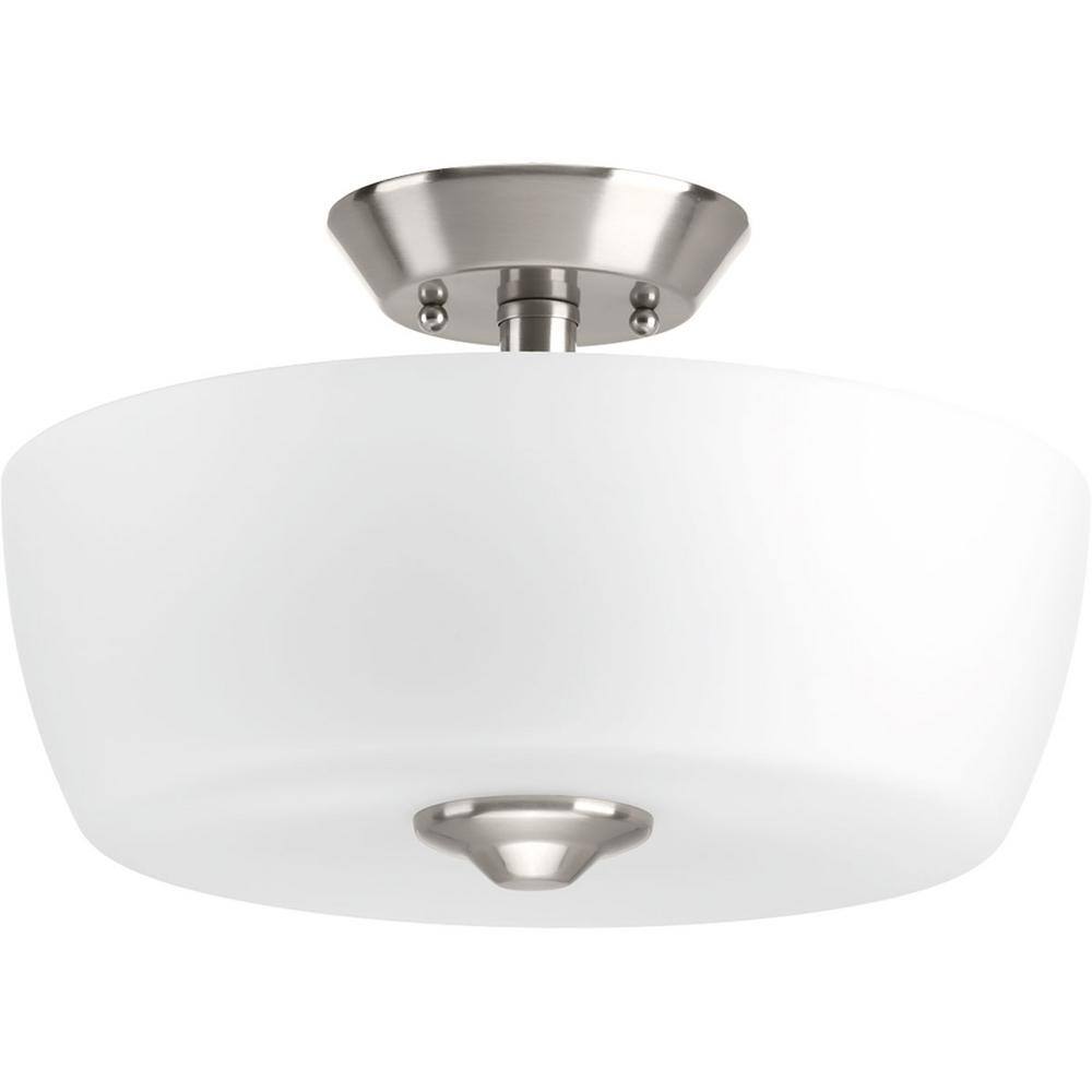 Leap 20" Brushed Nickel Semi-Flush Mount with Etched Glass Shade