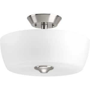 Leap Collection 2-Light Brushed Nickel Semi-Flush Mount