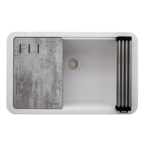 Epi Stage 30 in. Drop-in Undermount Single Bowl White Granite Composite Kitchen Sink