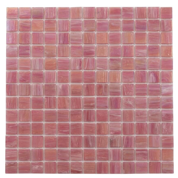 Apollo Tile Nacreous 4" x 6" Glossy Punch Pink Glass Mosaic Uniform square Wall and Floor Sample Tile 0.13 sq. ft./Piece (1-Pack)