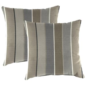 Sunbrella 16 in. x 16 in. Milano Charcoal Multicolor Stripe Square Knife Edge Outdoor Throw Pillows (2-Pack)