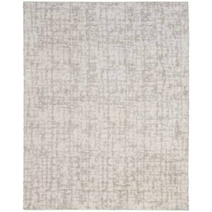 Modern Shag Ivory Grey 8 ft. x 10 ft. Abstract Contemporary Area Rug