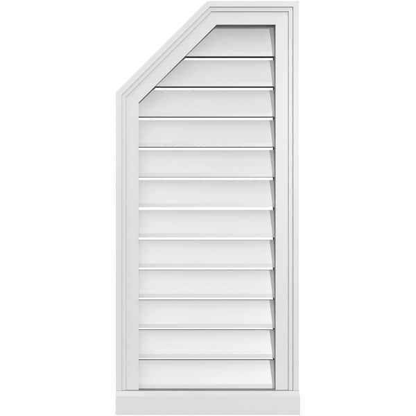 Ekena Millwork 16 in. x 36 in. Octagonal Surface Mount PVC Gable Vent: Functional with Brickmould Sill Frame