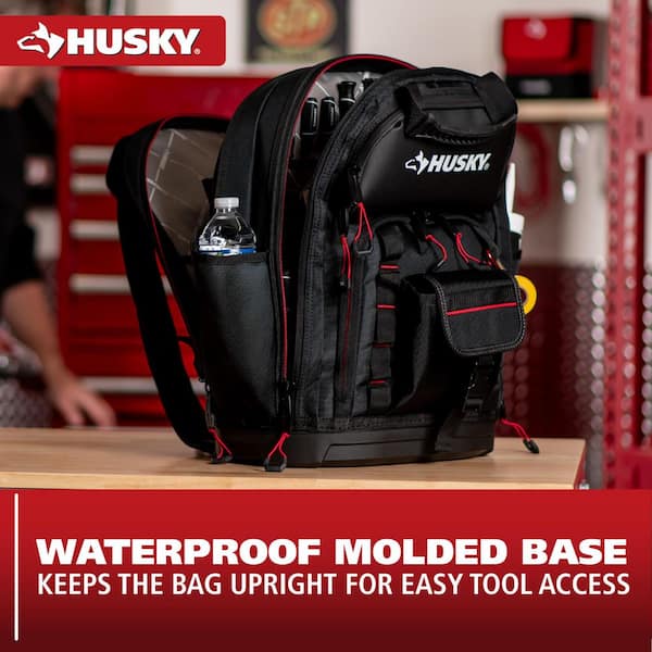 Husky 19 in. 41-Pocket Black Heavy Duty Pro Tool Backpack with