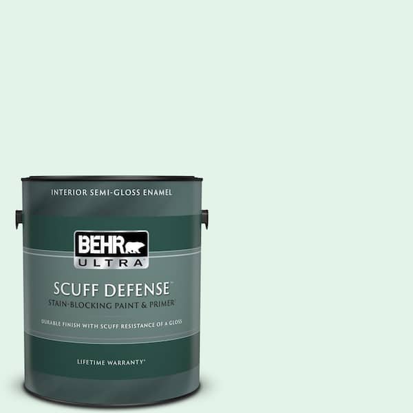 BEHR ULTRA 1 gal. #480C-1 Light Mint Extra Durable Semi-Gloss Enamel Interior Paint & Primer