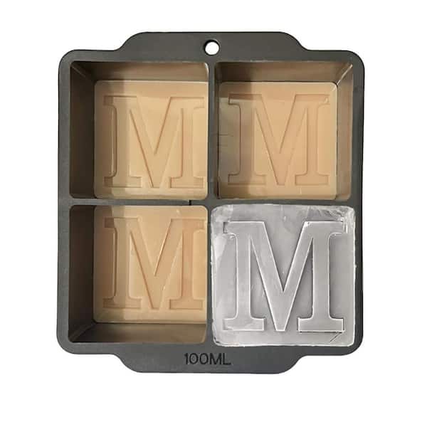 Numhew Black Letter M Monogram Ice Cube Mold, 2 in. Big Initials Silicone Ice Cube Tray