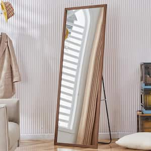 23 in. W x 65 in. H Rectangle Wood Frame Brown Wood Grain Solid Length Mirror for Living Room, Bedroom, Entrance