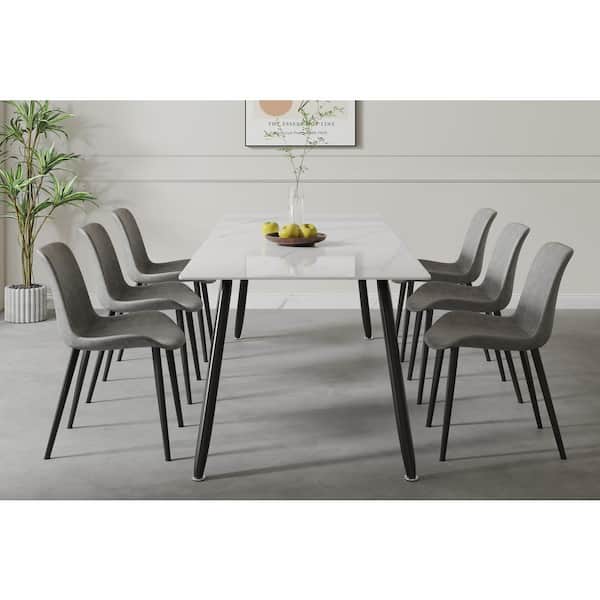 fiziti 70.87 in. Rectangle White Sintered Stone Tabletop Dining