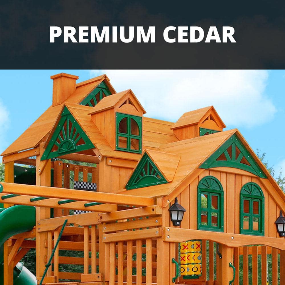 Empire Cedar Swing Set with 3 Play Decks and Slides