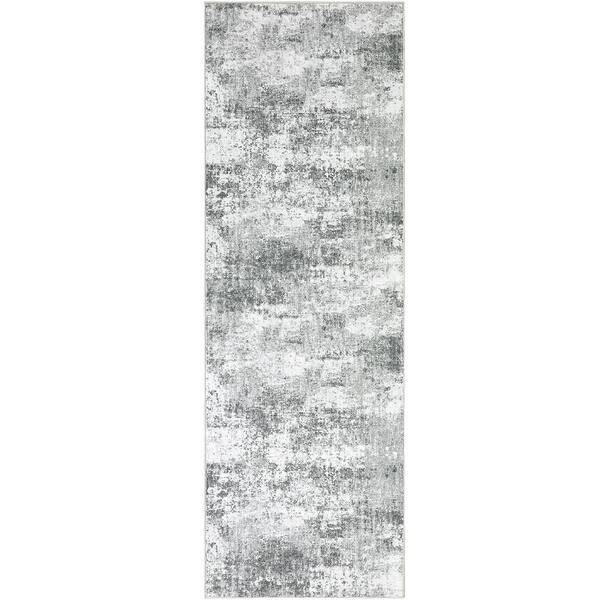 HaiiMeid Mist Grey 2 ft. x 8 ft. Modern Abstract Area Rug