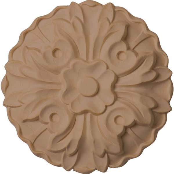 Ekena Millwork 5/8 in. x 3-5/8 in. x 3-5/8 in. Unfinished Wood Rubberwood Kent Rosette