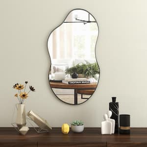 22 in. W x 36 in. H Irregular Wall Mirror in Black Decorative Asymmetrical Mirror Wavy Accent Mirrors for Living Room