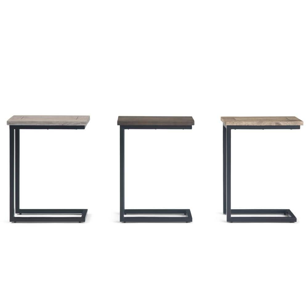 Skyler Beach Brown Wood and Metal Rectangular Side Table