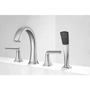 Arezzo 2-Handle Roman Tub Faucet with Hand Shower in Brushed Nickel