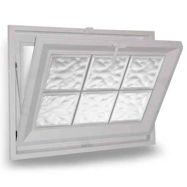 23.5 in. x 23.5 in. Acrylic Privacy Glass White New Construction Double-Pane Vinyl Frame Hopper Window with Wave Block