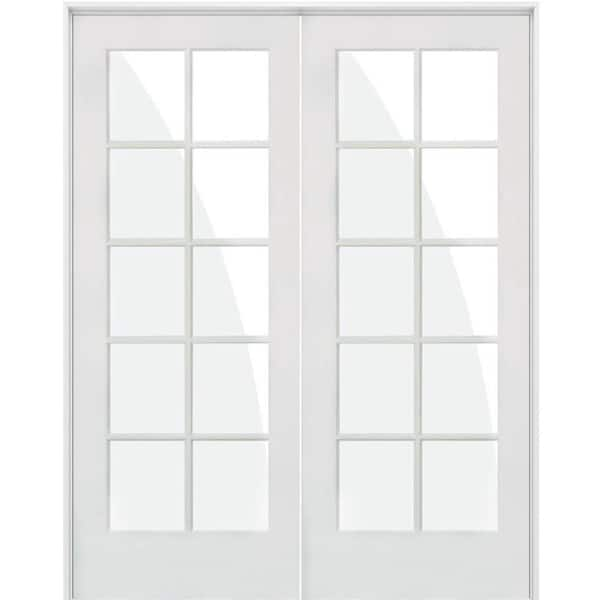 Krosswood Doors 56 in. x 80 in. Craftsman Shaker 10-Lite Both Active ...