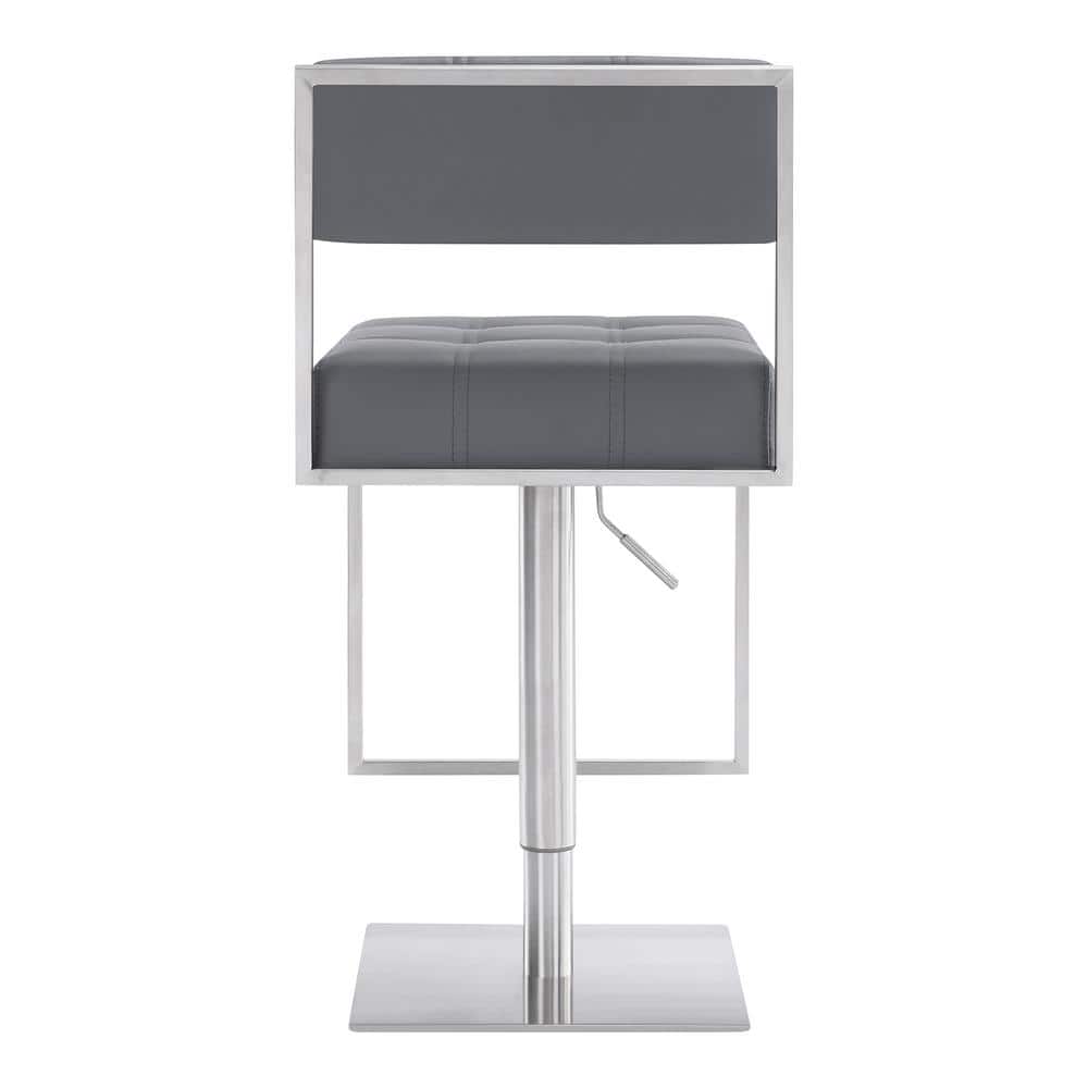 Michele Contemporary Gray Faux Leather Adjustable Swivel Stool