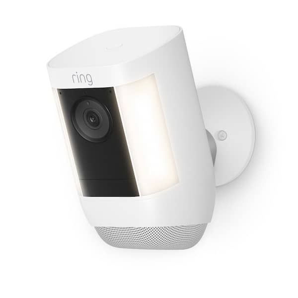 Ring Spotlight Cam Pro, Battery - Smart Security Video Camera with LED Lights, Dual Band Wifi, 3D Motion Detection, White