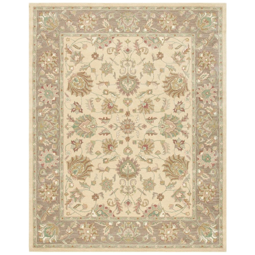 Ivory and Brown Hand-Tufted Wool Rectangular Area Rug