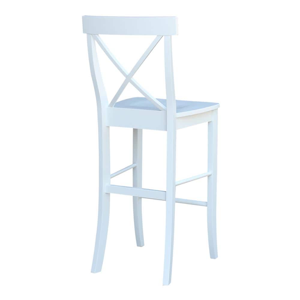 White Solid Wood X-Back 30" Bar Stool
