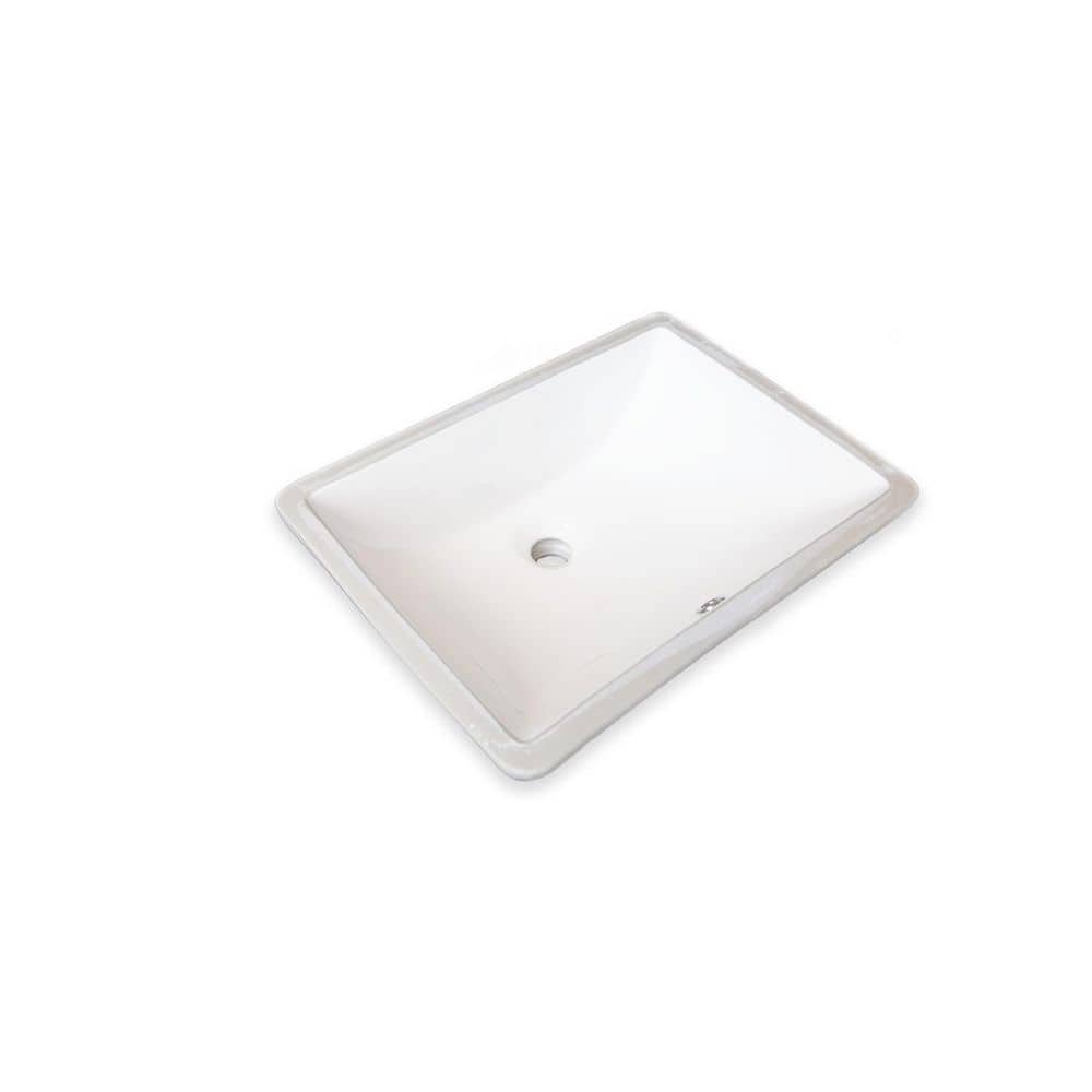 White 20'' Rectangular Ceramic Undermount Bathroom Sink