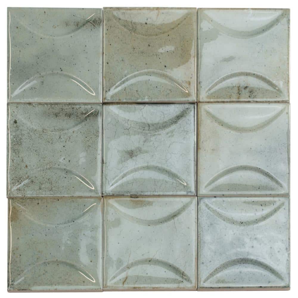 Antiek 3.94 in. x 3.94 in. Glossy Ceramic Square Deco Wall Tile (6.68 sq. ft./case) (60-pack)