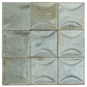 Antiek Green 3.94 in. x 3.94 in. Glossy Ceramic Square Deco Wall Tile (5.39 sq. ft./case) (50-pack)