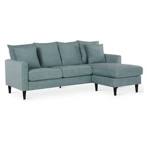 Henderson 2-Piece Teal Polyester 3-Seater L-Shaped Reversible Sectional Sofa with Removable Cushions