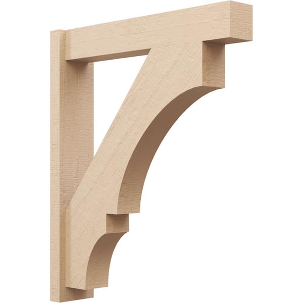 Ekena Millwork 6 in. x 36 in. x 30 in. Balboa Block Rough Cedar Woodgrain Timberthane Polyurethane Outlooker, Primed Tan