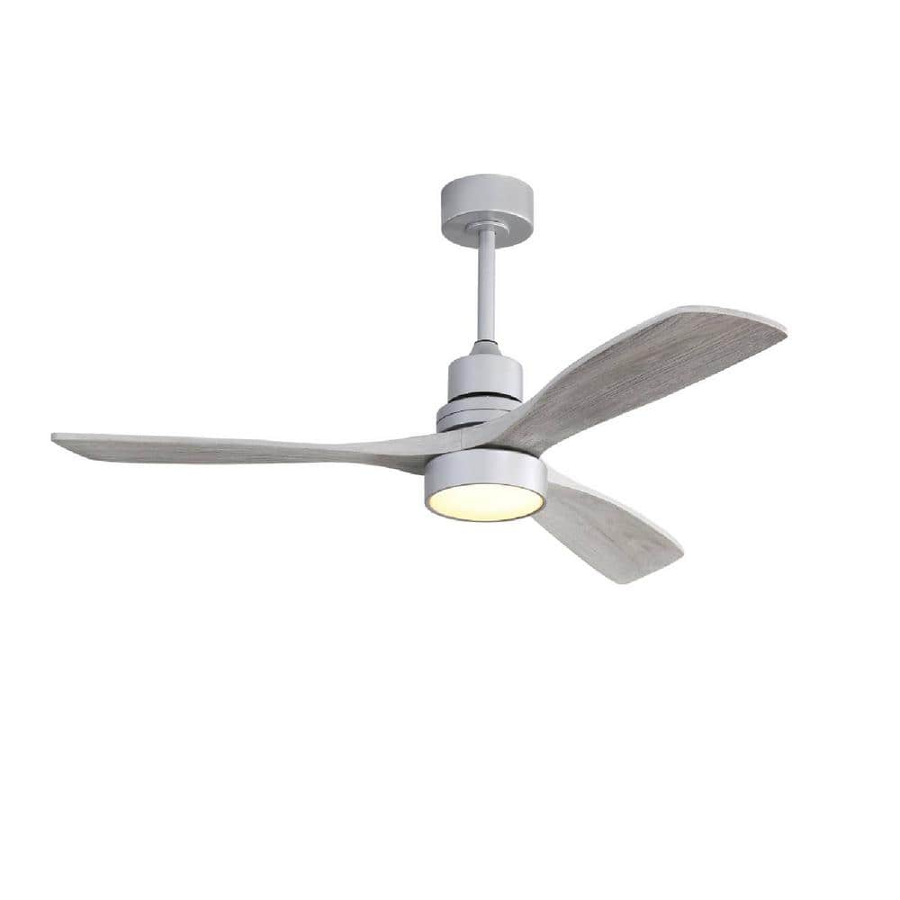 52 in. Smart Indoor Silver Ceiling Fan with LED Light and Remote Control 3 