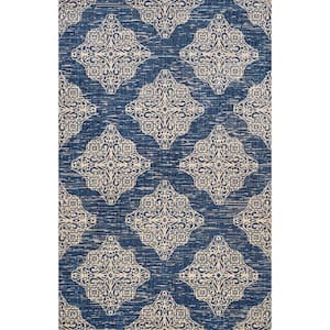 Tuscany Ornate Medallions Navy/Beige 3 ft. x 5 ft. Indoor/Outdoor Area Rug