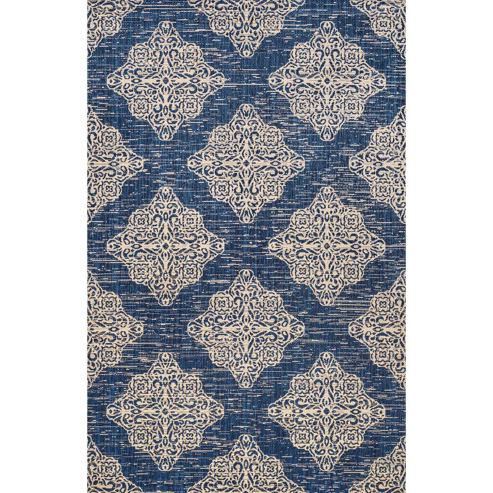 Navy/Beige Medallion 4'x6' Reversible Indoor/Outdoor Rug