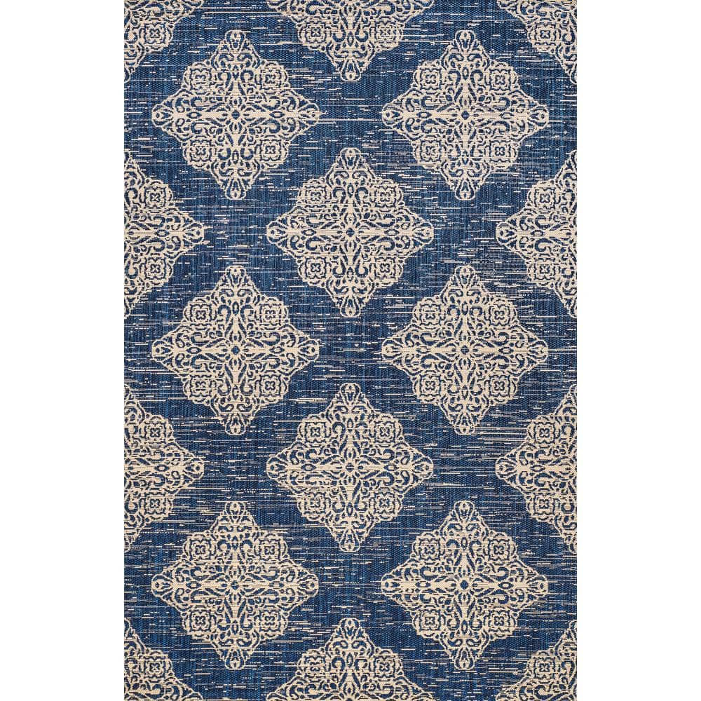 Tuscany Navy & Beige Medallion 8'x10' Synthetic Area Rug