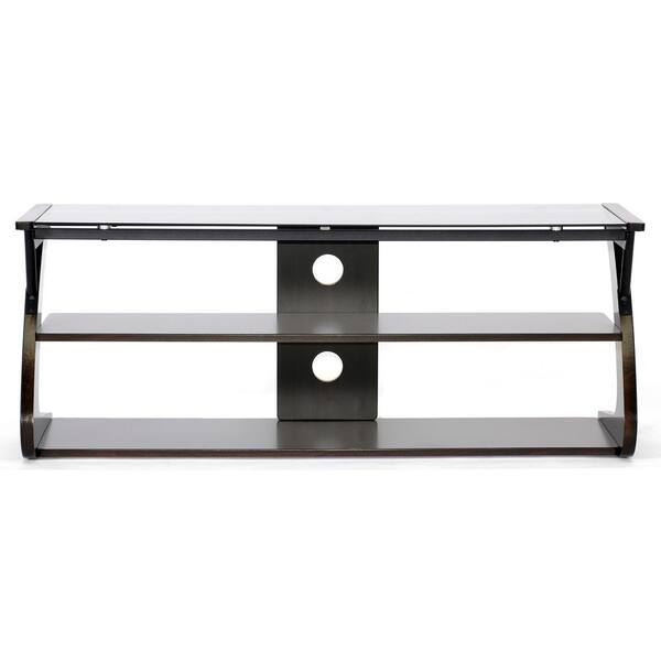 Baxton Studio Sculpten 45 in. Dark Brown Wood TV Stand Fits TVs Up to 50 in. with Cable Management